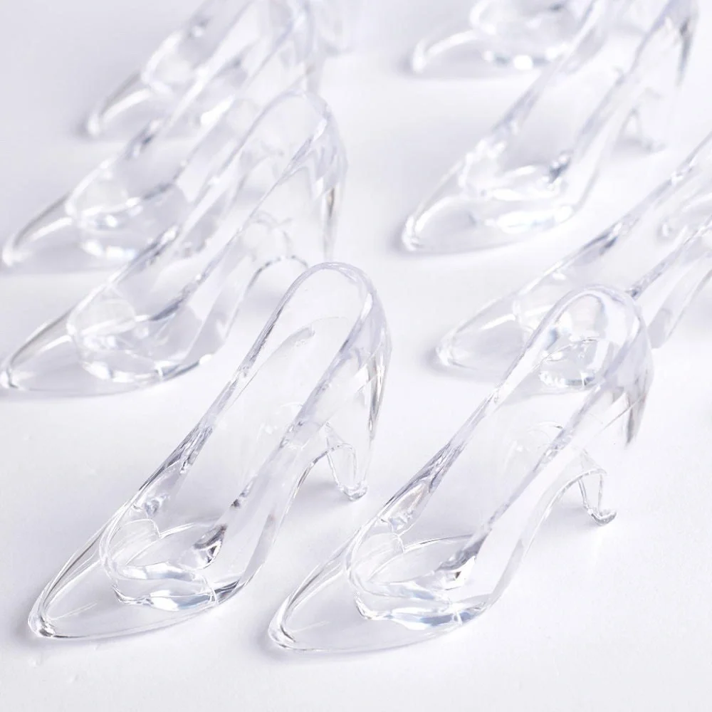 Set of 12 Clear Acrylic Cinderella Shoes Name PlaceCard Holder - New